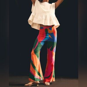 FARM Rio • NWT Colorful Leaves Flared Bell Bottom Wide Leg Pants Size Medium